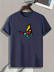 Butterfly Print Men's Graphic T-shirt for Summer