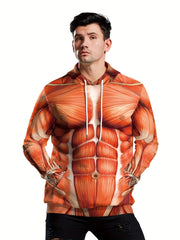 Men's Muscle 3D Print Hoodie Graphic Hooded Pullover
