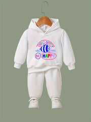 Happy Pattern Long Sleeve Hooded Sweatshirt Girls Comfy Hoodies Pullover