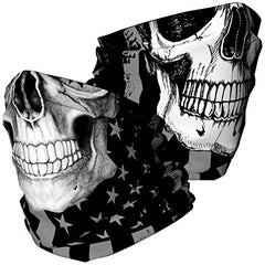 2pcs Skull Face Mask Motorcycle Riding Neck Scarf Outdoor Half Face Cover