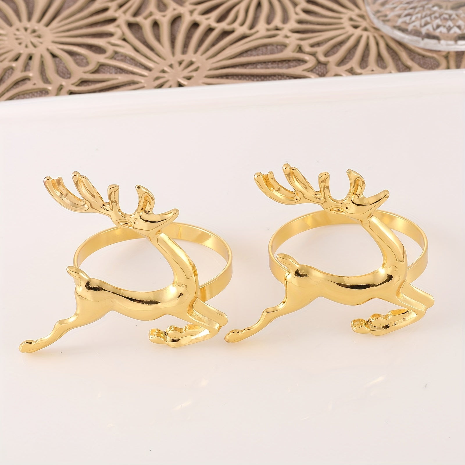 6pcs Christmas Deer Napkin Rings for Table Settings