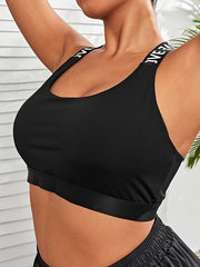 Sports Bra Women's Plus Letter Tape Shockproof Crisscross Back