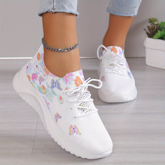 Butterfly Pattern Breathable Walking Shoes Soft Sole Non Slip Sneakers