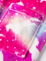 Kid's Unicorn Hooded Bathrobe Gradient Flannel Pajamas