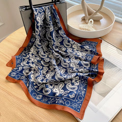 Paisley Print Satin Square Scarf Neckerchief Head Wrap Hair Accessory