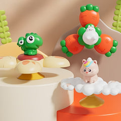 Colorful Suction Cup Spinner Toy Cartoon Animal Rotating Suction Cup Toy Green D