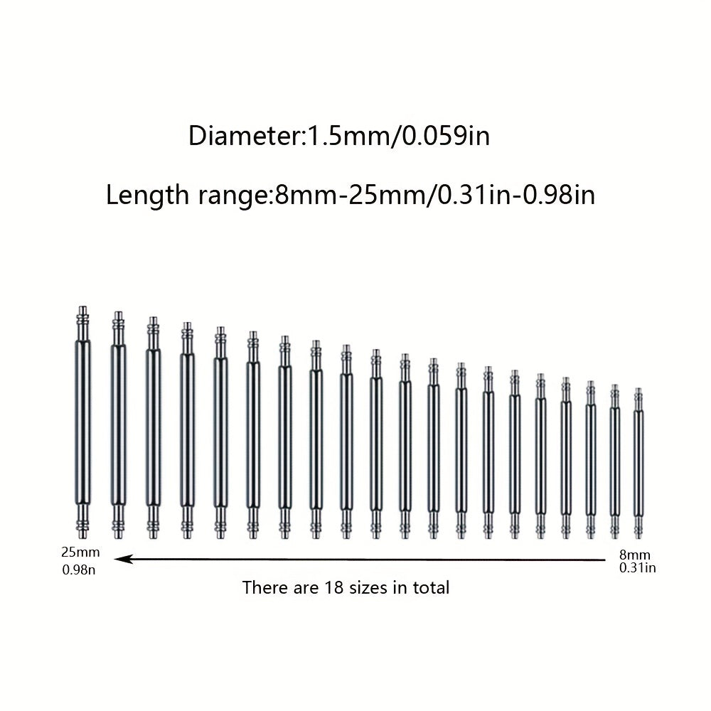 Watch Strap Spring Bar Connection Pins 8-25mm Stainless Steel Repair Kit