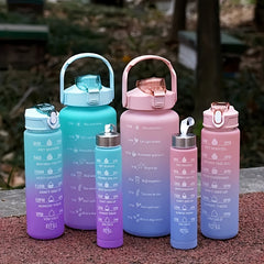 3pcs Gradient Water Cups with Handle & Time Marker