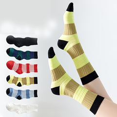 6 Pairs Stripes Print Crew Socks for Women