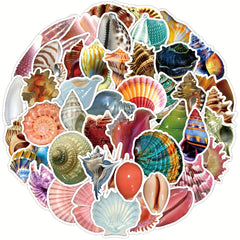 50pcs Sea Shell Conch Stickers For Waterproof Vinyl Stickers