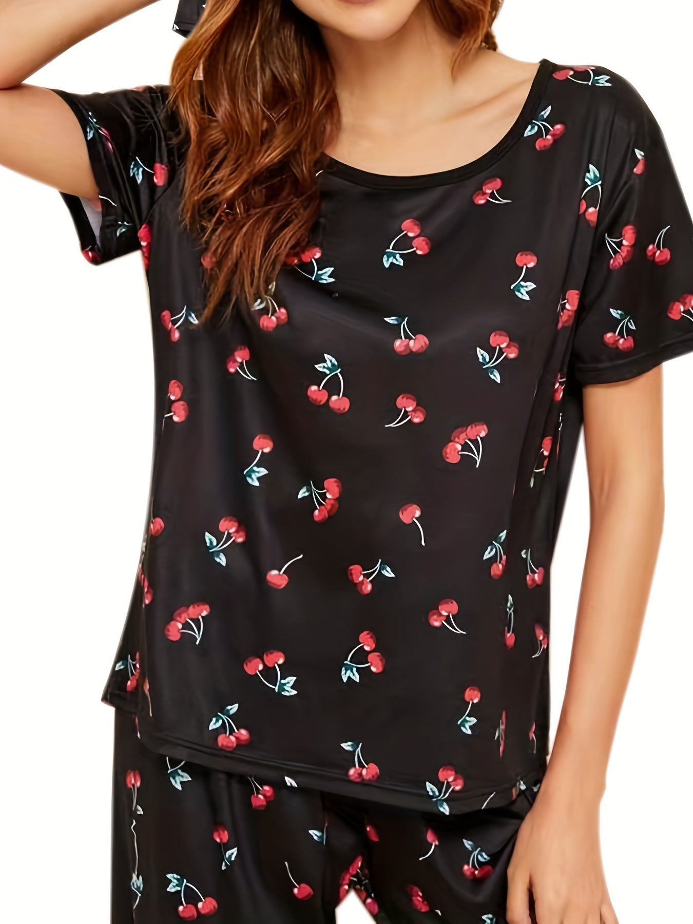 Cherry Print Pajama Set Women's Sleepwear