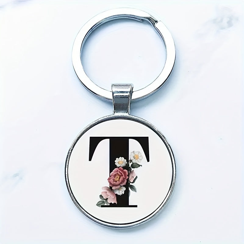 Letter Print Pendant Keychain Metal Alloy Key Chain Keyring Gift