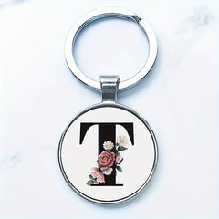 Letter Print Pendant Keychain Metal Alloy Key Chain Keyring Gift