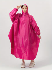 Waterproof Unisex Rain Poncho with Reusable Hood for Cycling