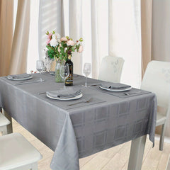 Natalie Gray Polyester Rectangle Tablecloth Wrinkle Resistant