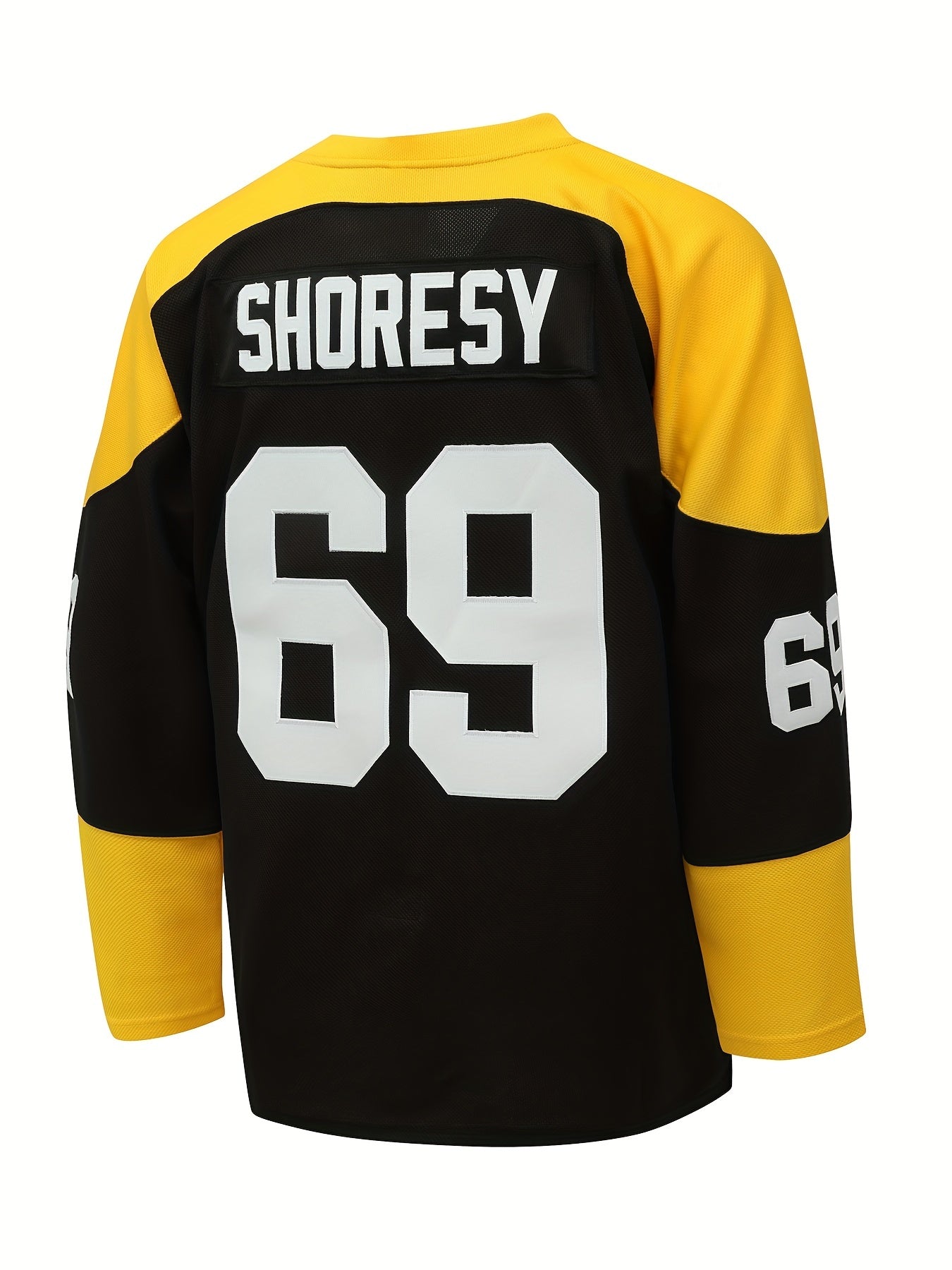Men's 69 Embroidery Ice Hockey Jersey Vintage Stripe V Neck Long Sleeve Uniform