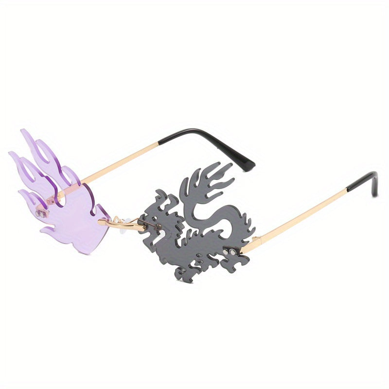 Dragon Flame Sunglasses Rimless for Men Women UV400