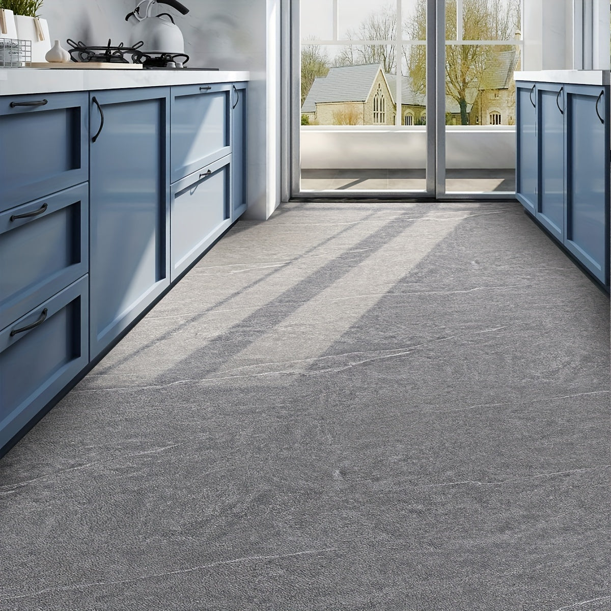 Retro Gray Cement Grain Crack Floor Sticker Anti Slip Waterproof