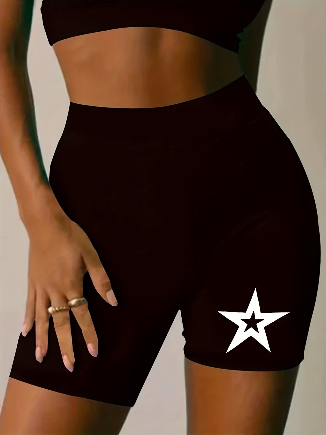 Star Print High Rise Biker Shorts