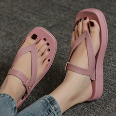 Women's Platform Flip Flops Open Toe Casual Slippers
