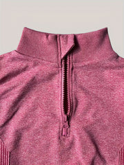 Yoga Set: Crop Top & Leggings, Thumb Hole, Half Zipper, Activewear