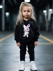 OERYUI Bunny Print Activewear Set for Girls Boys, Hoodies Pants Set