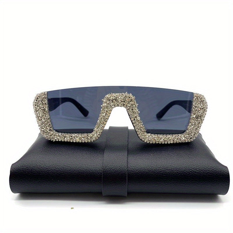Y2K Rhinestone Sunglasses Semi Rimless UV400