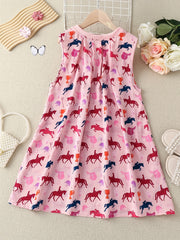 Girls Casual Graffiti Print Sleeveless Dress