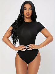 Slim Fit Crew Neck Bodysuit Short Sleeve Casual Bodysuit