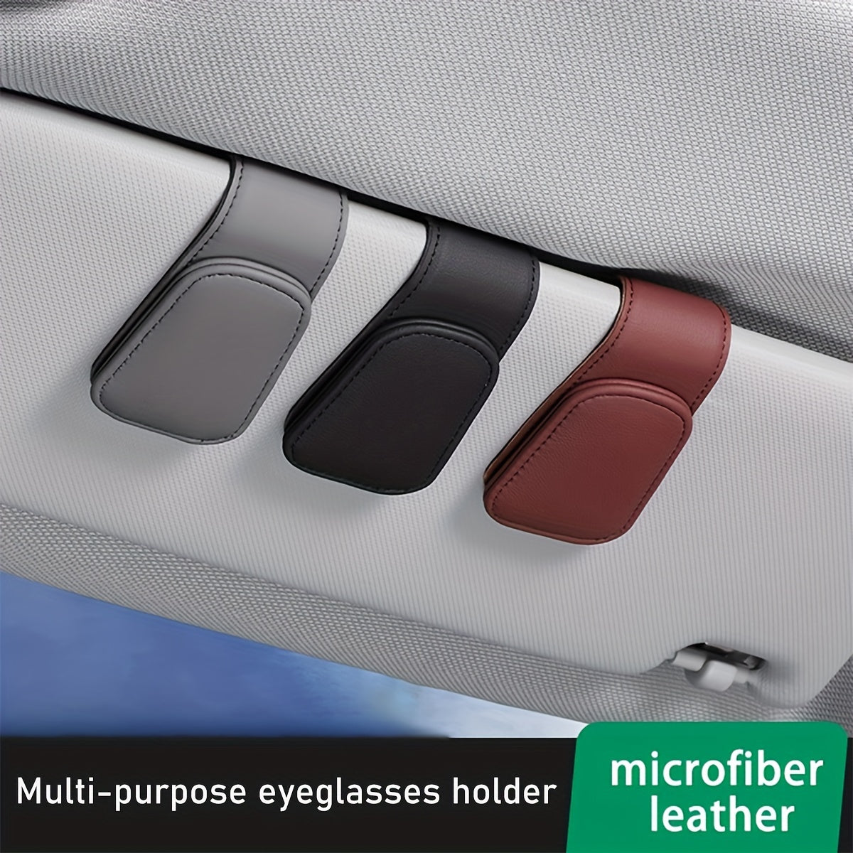 Sun Visor Glasses Holder Faux Leather for Sunglasses and Cards