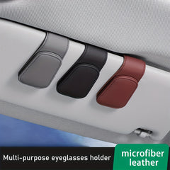 Sun Visor Glasses Holder Faux Leather for Sunglasses and Cards