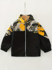 Boys Block Camouflage Windbreaker Jacket Long Sleeve Zip Up Jacket