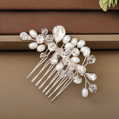 Crystal Faux Pearl Hair Comb Head Jewelry Insert Comb