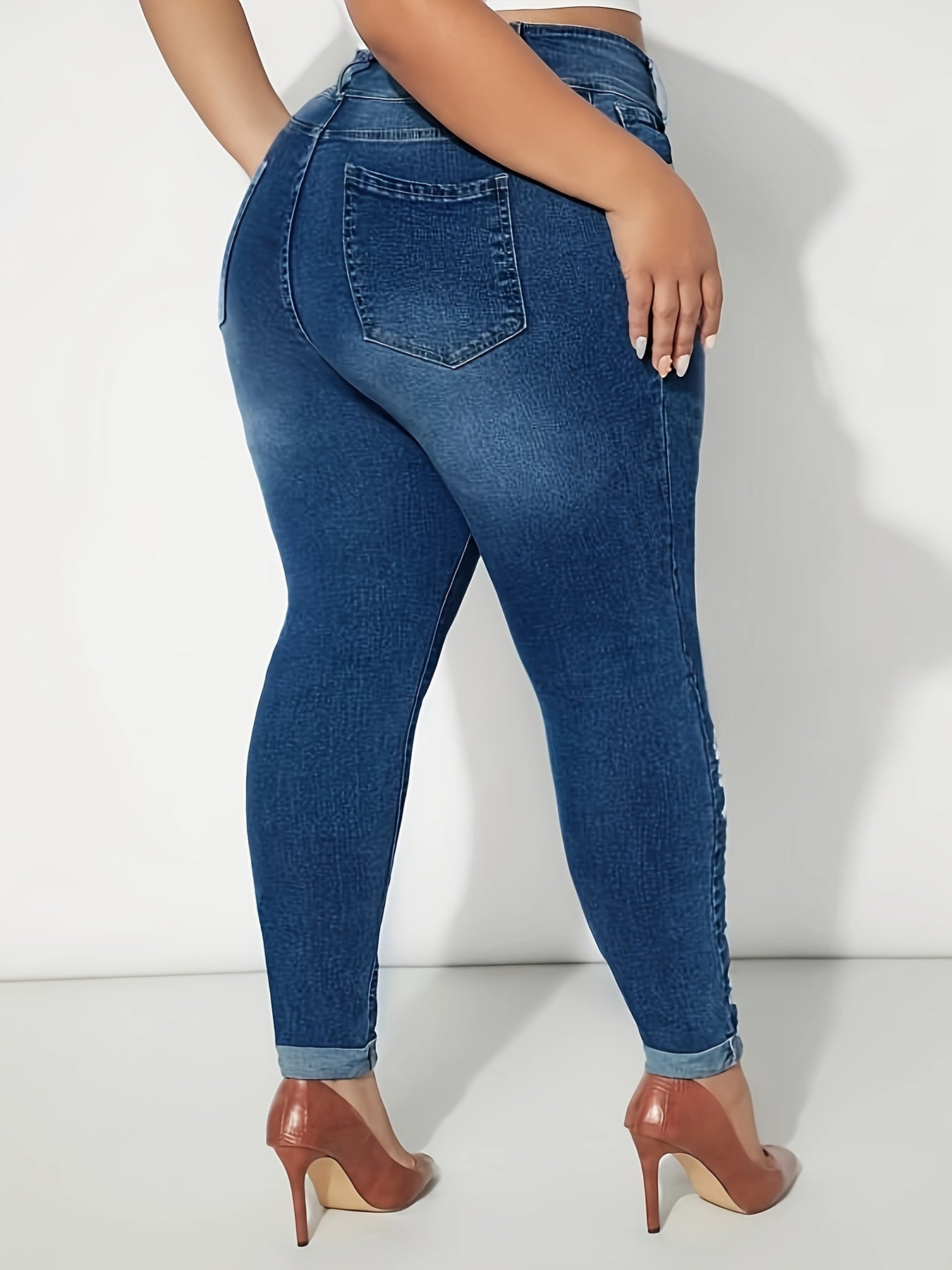 Floral Embroidery High Rise Skinny Jeans