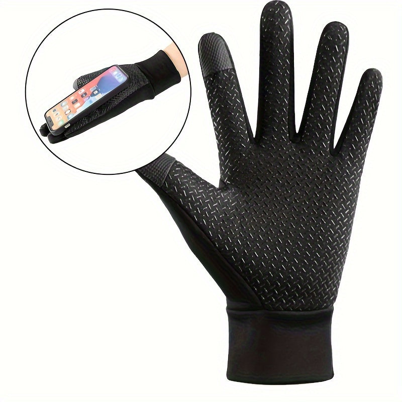 Heated Winter Plush Windproof Gloves Non Slip