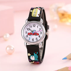 Colorful Cartoon Car Kids Round Wrist Watch Gift