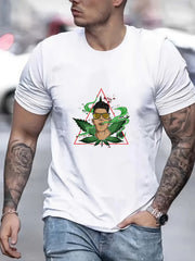 Comic Man Smoke Print Men's Graphic T-shirt