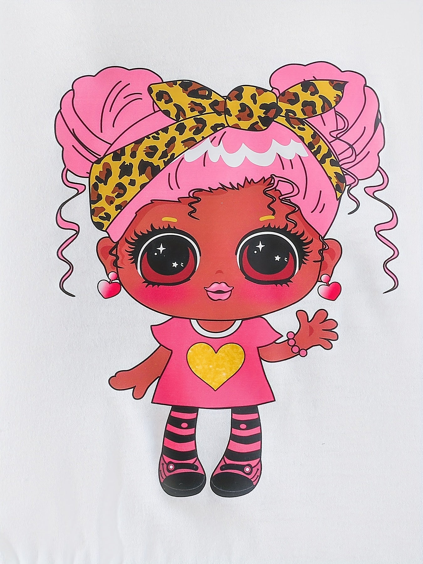 Anime Girl Pattern Sweatshirt & Flared Pants Set for Girls