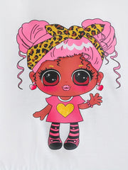 Anime Girl Pattern Sweatshirt & Flared Pants Set for Girls