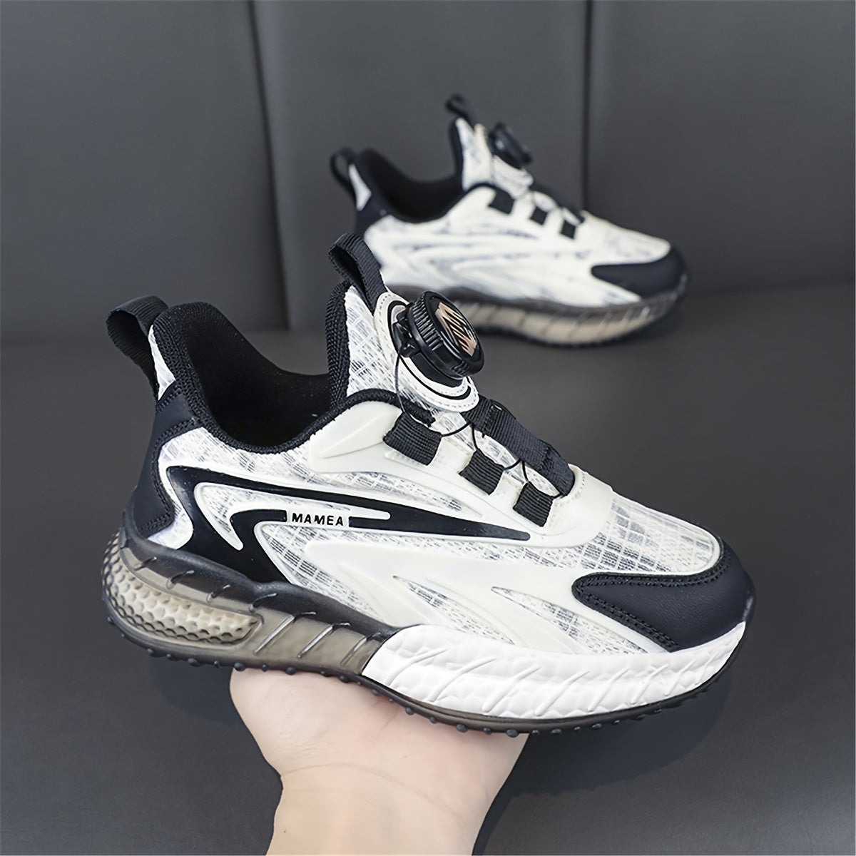 Boy's Running Shoes with Rotating Buckle Anti-Skid Sneakers