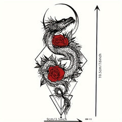 Rose & Dragon Pattern Temporary Tattoo Waterproof Long lasting Tattoo