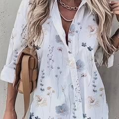Floral Print Button Up Long Sleeve Blouse