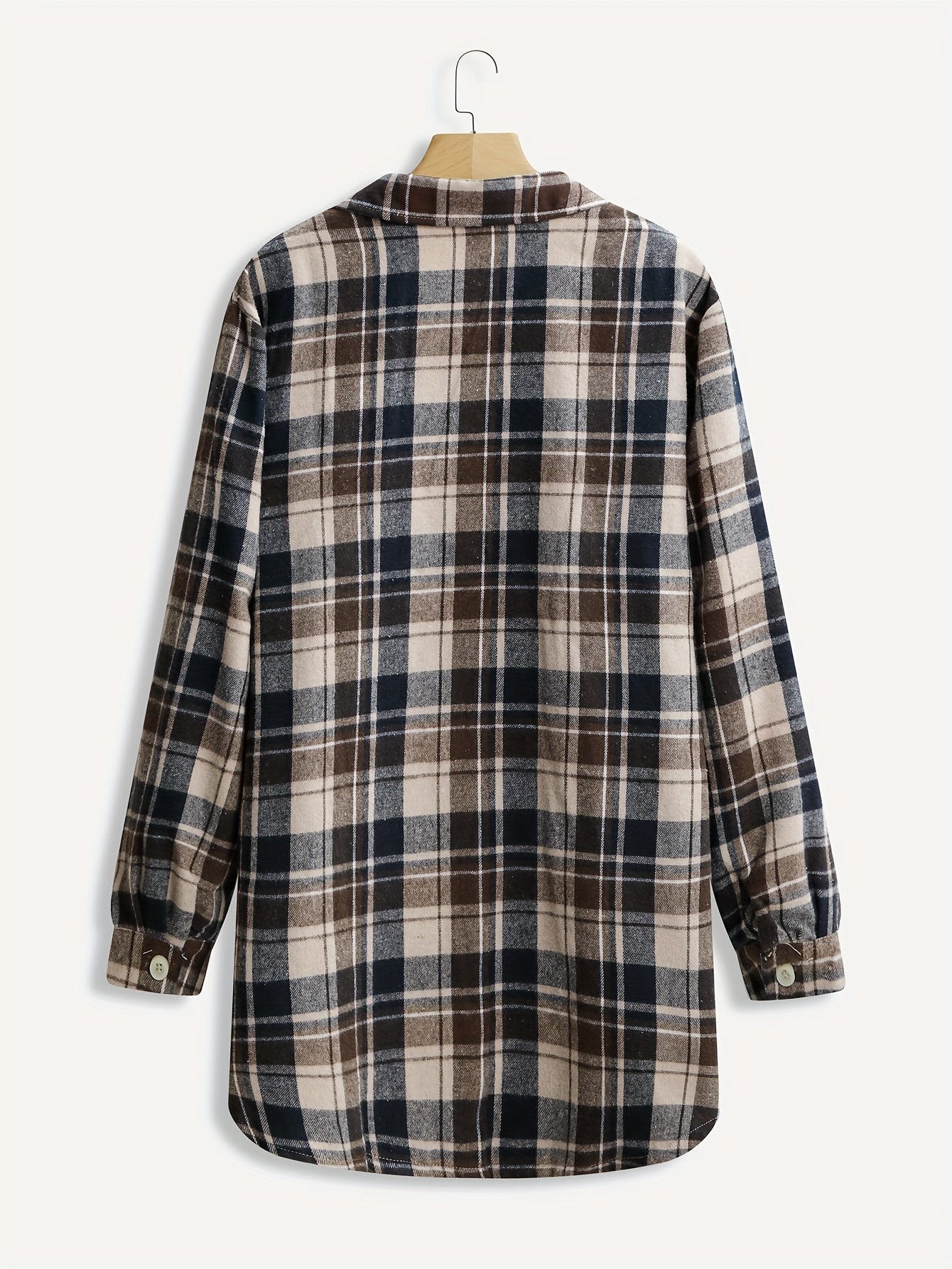 Plaid Print Button Up Long Sleeve Blouse Plus Size