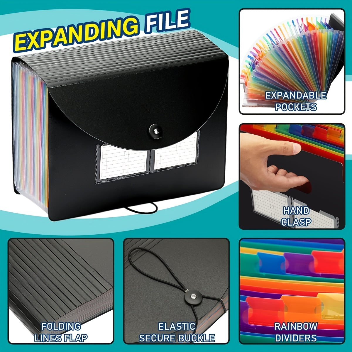 Accordion File Folder with Blank Labels, File Organizer