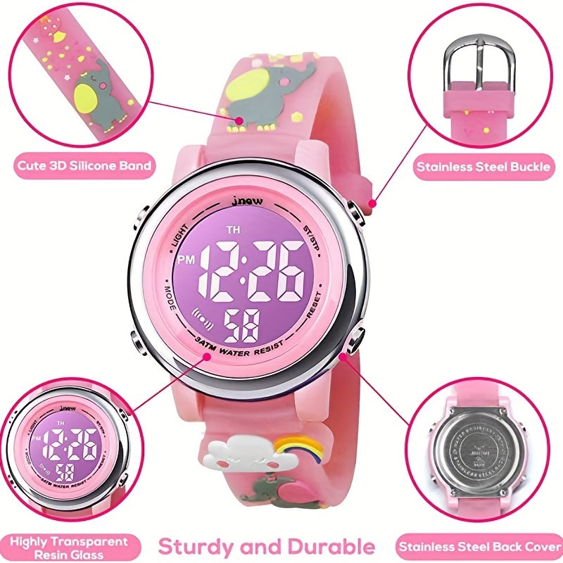 Kids 3D Cartoon Silicone Strap Watch - 30M Waterproof Stainless Steel