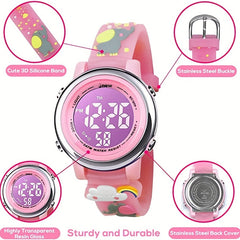 Kids 3D Cartoon Silicone Strap Watch - 30M Waterproof Stainless Steel