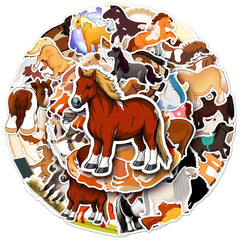 50pcs Dwarf Horse Cartoon Animal Stickers For Phone Journal Water Cup