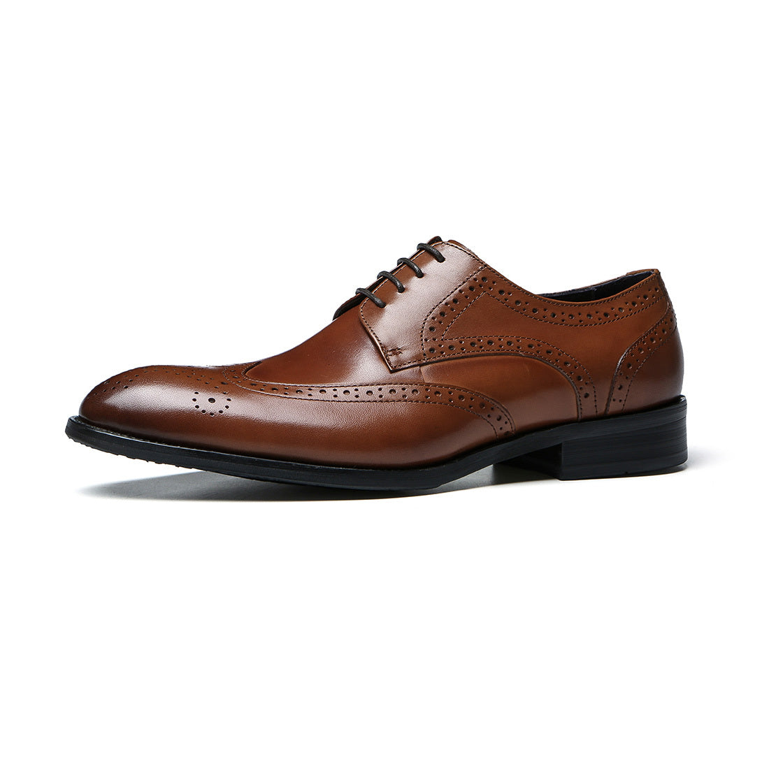FARWARWO Men's Leather Wing tip Brogue Pointed Toe Derby Shoes