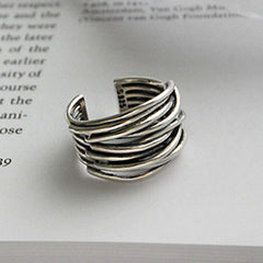 Gothic Curve Ring - Silver Plated Adjustable Ring