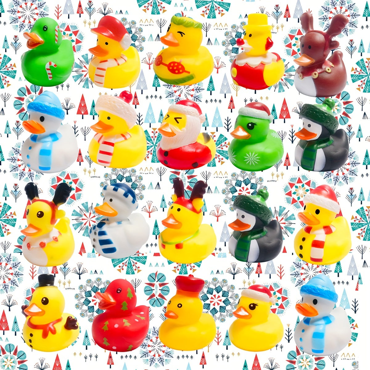 15Pcs Christmas Rubber Ducks Mini Duckies Bath Toys